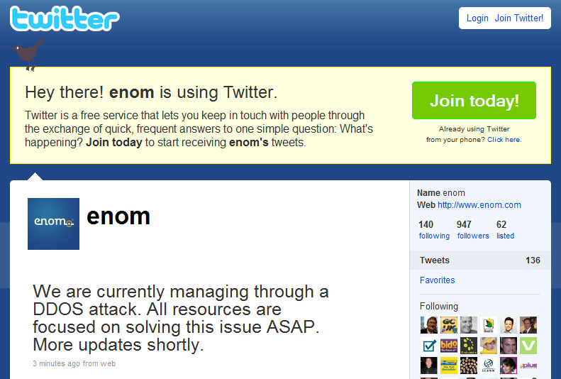 Enom Outage…